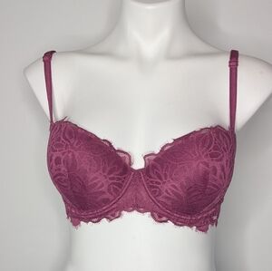 PINK Victoria's Secret Purple Lace Date Push Up Bra 34D